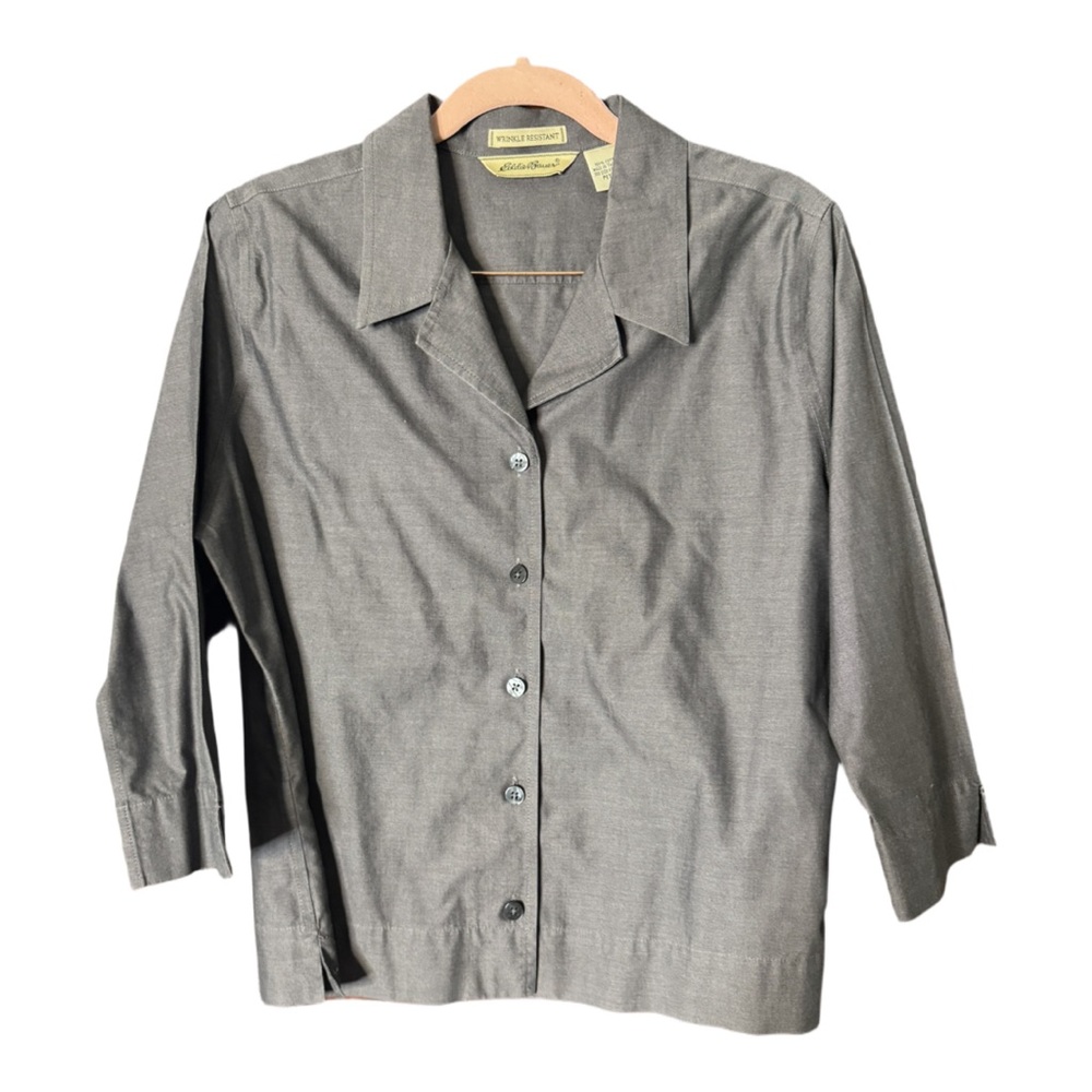 #12 Eddie Bauer Wrinkle Resistant Grey Button Down Shirt
